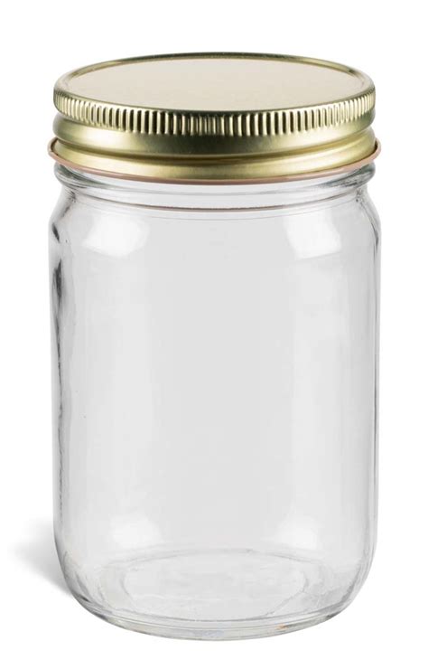 12 Oz Eco Mason Glass Jar With Gold Lid