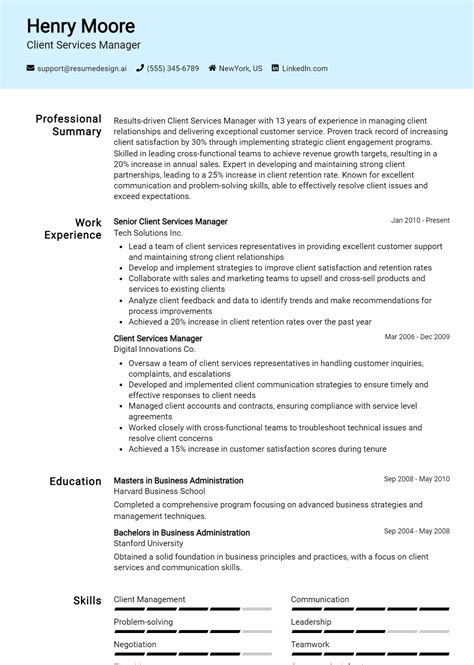 15 Client Services Manager Resume Examples And Templates For 2025
