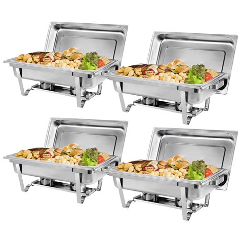 4 Pack Of 8 Quart Stainless Steel Chafer Chafing Dish Buffet Set W 4 Pack Of 8 Quart Stainless Steel Chafer Chafing Dish Buffet Set W