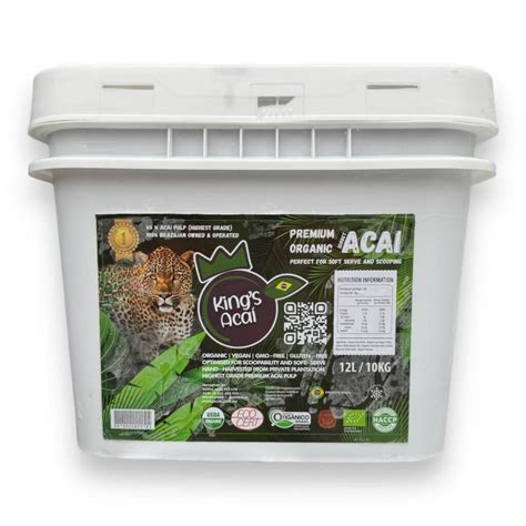 Acai Premium Grade Pulp Organic Scoopable By Kings 10Kg Tub