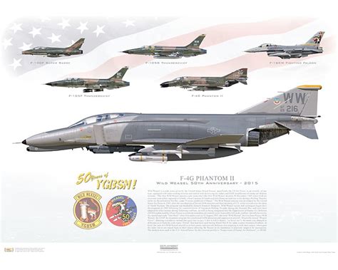 Aircraft Profile Print Of F 4G Phantom Ii Wild Weasel 50Th Anniversary 2015 Profile Print In Various Sizes