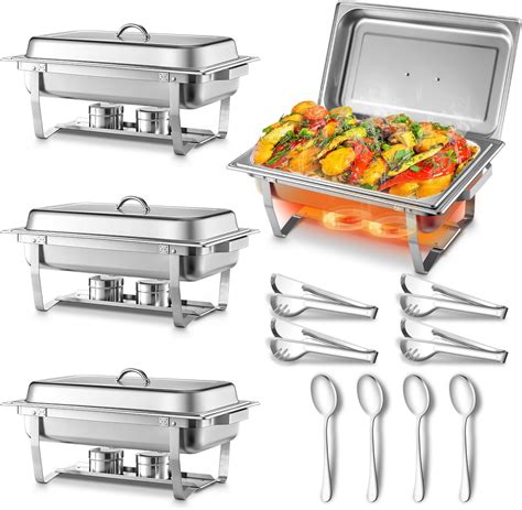 Amazon Com Chafing Dish Buffet Set 4 Pack 9 5Qt Stainless Steel Amazon Com Chafing Dish Buffet Set 4 Pack 9 5Qt Stainless Steel