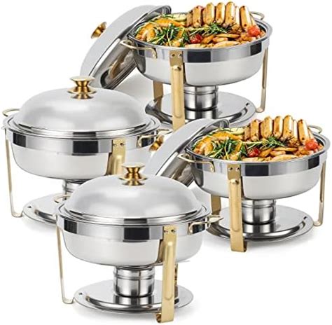 Amazon Com Honhpd 1 Pack 6 8 Quart Gold Round Chafing Dishes Amazon Com Honhpd 1 Pack 6 8 Quart Gold Round Chafing Dishes