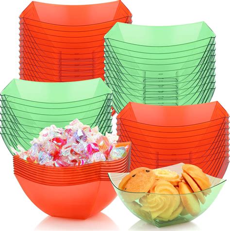 Amazon Com Nitial 50 Pcs Christmas Square Plastic Serving Bowls For