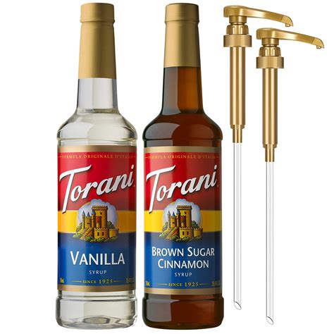 Amazon Com Torani Brown Sugar Cinnamon Coffee Syrup Flavored Syrup For Drinks Pump Included 25 4 Fl Oz Grocery Gourmet Food