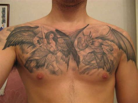 Angels And Demons Tattoos Chest Angels And Demons Tattoos Chest
