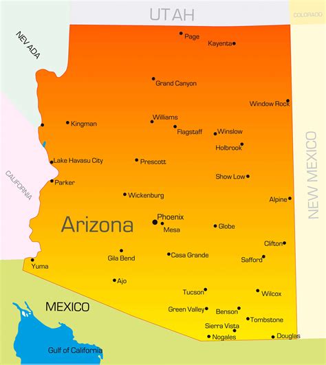 Arizona Cities Map Guide Of The World Arizona Cities Map Guide Of The World