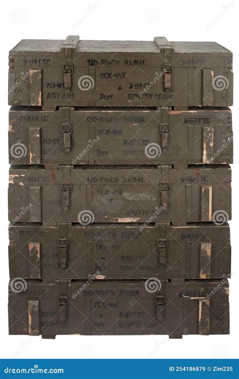 Army Ammunition Stack Of Green Crates Text In Russian Type Of