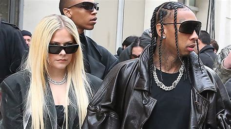 Avril Lavigne Amp Tyga Rock Matching Outfits At Paris Fashion Week Hollywood Life