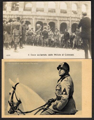 Benito Mussolini 2 1930 Amp 39 S Used Postcards On Horseback And At Coloseum