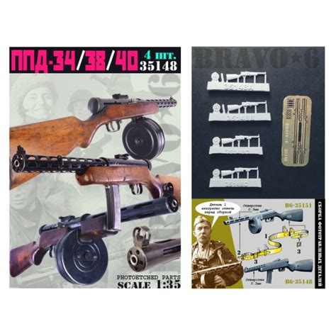 Bravo 6 35148 World War Ii Russian Machine Guns Ppd 34 38 40 Photoetched Parts Ebay
