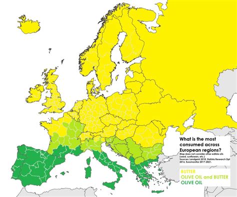 Butter Vs Olive Oil Consumption By European Region Map