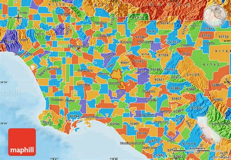 California Zip Codes Map Los Angeles Metro Area Zip Code Laminated