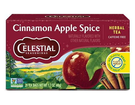 Celestial Seasonings Cinnamon Apple Spice Herbal Tea Bags 25Ct