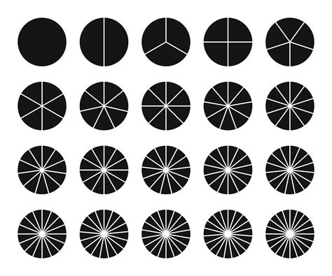 Circles Divided Into Parts From 1 To 20 Circle Segments Set Fraction Circles Divided Into Parts From 1 To 20 Circle Segments Set Fraction