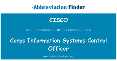 Cisco Corps Information Systems Control Officer Cisco Corps Information Systems Control Officer