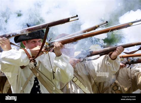 Continental Army Soldiers Firing Muskets During Revolutionary War