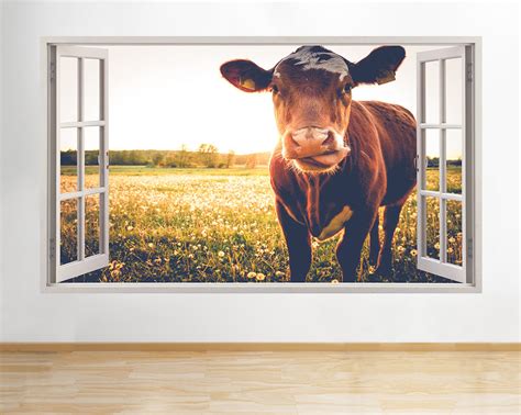 Cow Tongue Cute Window 3D Wall Decal Art Waterproo Vicedeal Cow Tongue Cute Window 3D Wall Decal Art Waterproo Vicedeal