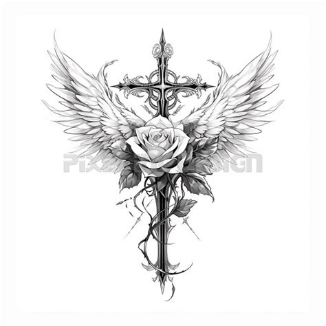 Cross With Wings And Rose Tattoo Design Download High Resolution Cross With Wings And Rose Tattoo Design Download High Resolution