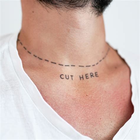 Cut Here Neck Temporary Tattoo Set Of 2 Cut Here Temporary Tattoo Cut Here Neck Temporary Tattoo Set Of 2 Cut Here Temporary Tattoo