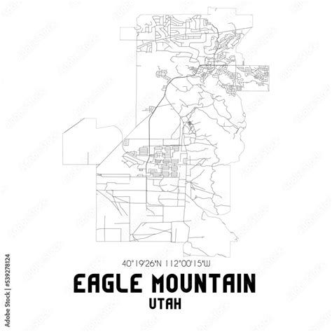 Eagle Mountain Utah Us Street Map With Black And White Lines Stock Eagle Mountain Utah Us Street Map With Black And White Lines Stock
