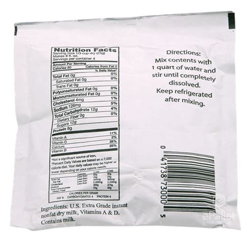 Epallet Quart Usa Kosher Instant Non Fat Dry Milk A Amp D 144 3 2 Oz