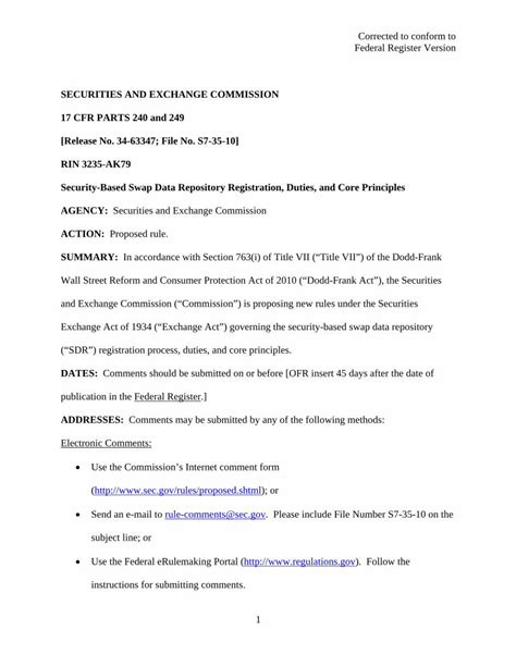Federal Register Security Based Swap Data Repository Registration Duties And Core Principles Federal Register Security Based Swap Data Repository Registration Duties And Core Principles