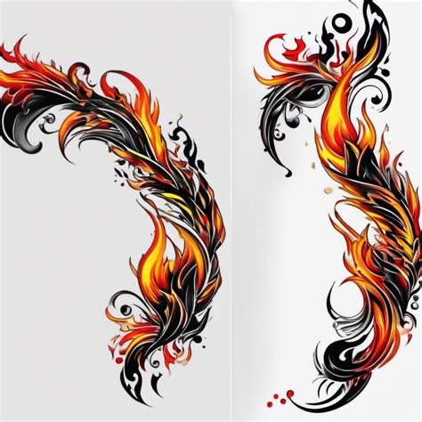 Feminine Fire Tattoo Simple Color Tattoo White Background Feminine Fire Tattoo Simple Color Tattoo White Background