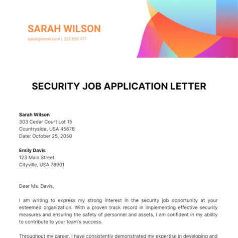 Free Security Job Application Letter Template To Edit Online Free Security Job Application Letter Template To Edit Online