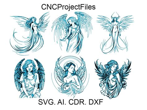 Girl Angel Set Angel Tattoo Modern Angel Svg Dxf For Laser Engraving Girl Angel Set Angel Tattoo Modern Angel Svg Dxf For Laser Engraving
