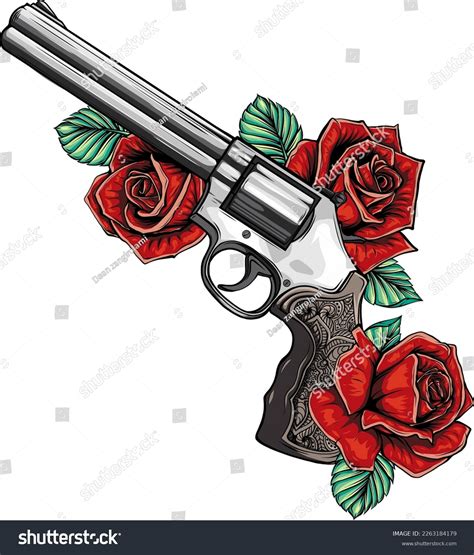Gun Rose Colored Illustration Tattoo Design Stock Vector Royalty Free Gun Rose Colored Illustration Tattoo Design Stock Vector Royalty Free
