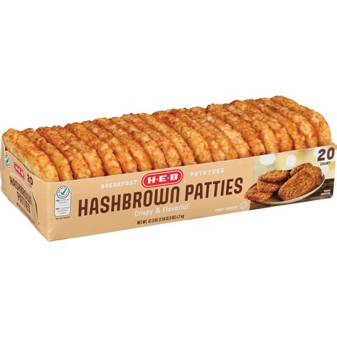 H E B Frozen Hashbrown Patties Breakfast Potatoes 20 Ct Joe V S Smart Shop Low Prices Quality Groceries
