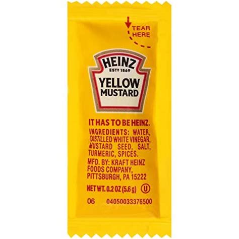 Heinz Yellow Mustard Single Serve Packets 200 Ct Pack Heinz Yellow Mustard Single Serve Packets 200 Ct Pack