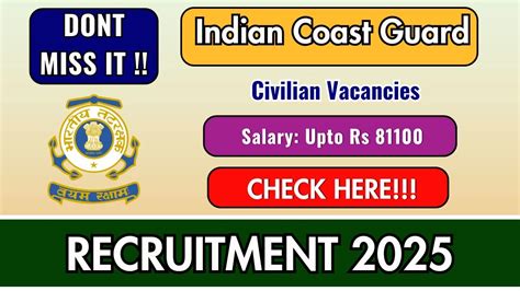 Indian Coast Guard Civilian Recruitment 2025 Apply Offline For 14 Posts Indian Coast Guard Civilian Recruitment 2025 Apply Offline For 14 Posts