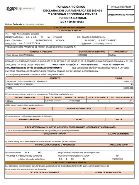 La Declaraci N De Bienes Renta Y Registro De Conflictos De Intereses