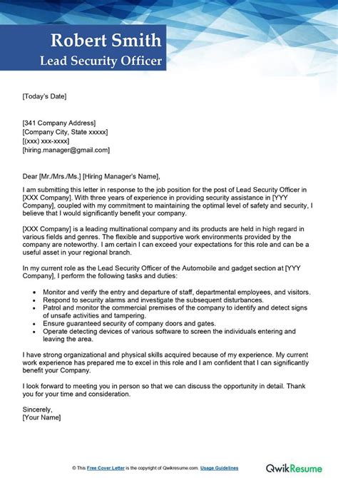 Lead Security Officer Cover Letter Examples Qwikresume Lead Security Officer Cover Letter Examples Qwikresume