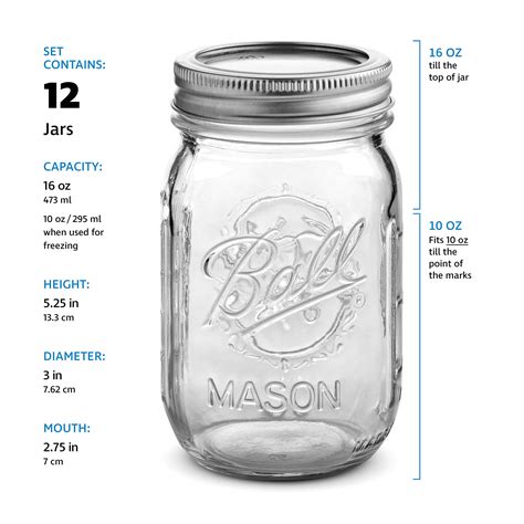 Mason Jars 16 Oz 12 Pack