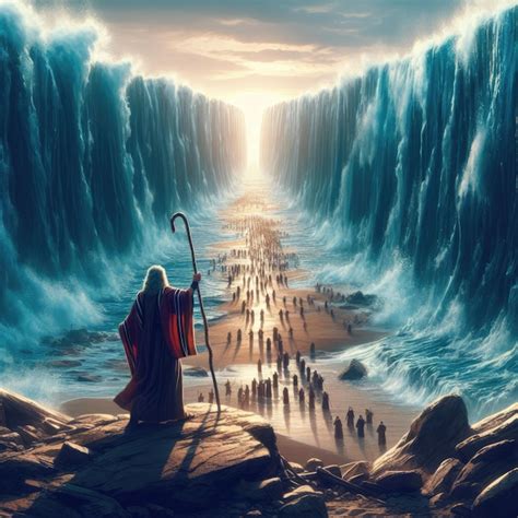 Moses Split The Red Sea Premium Ai Generated Image