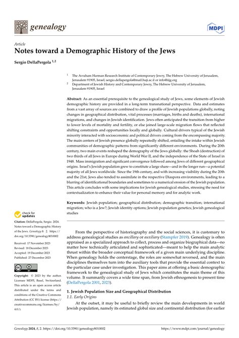 Notes Toward A Demographic History Of The Jews