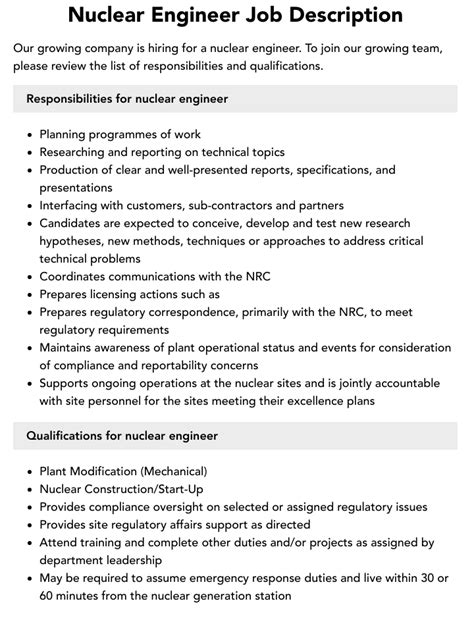 Nuclear Engineer Job Description Velvet Jobs Nuclear Engineer Job Description Velvet Jobs