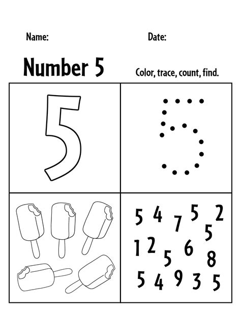 Number 5 Worksheet Number 5 Worksheet
