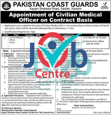 Pcg Civilian Medical Officer Jobs 2025 Pakistan Coast Guards Jobs Centre Pcg Civilian Medical Officer Jobs 2025 Pakistan Coast Guards Jobs Centre