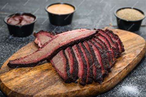 Premium Photo Beef Brisket Platter Steak Meat Sliced Isolated On