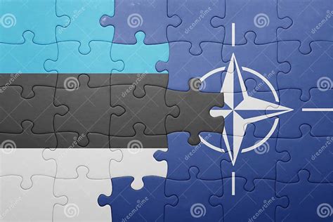Puzzle With The National Flag Of Estonia And Nato Stock Image Image