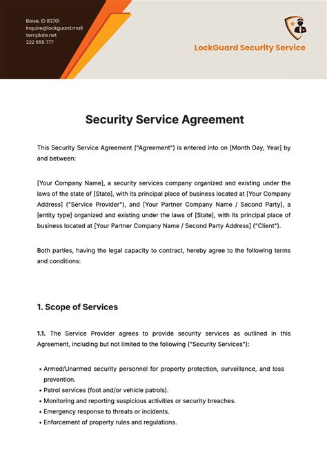 Security Service Agreement Template