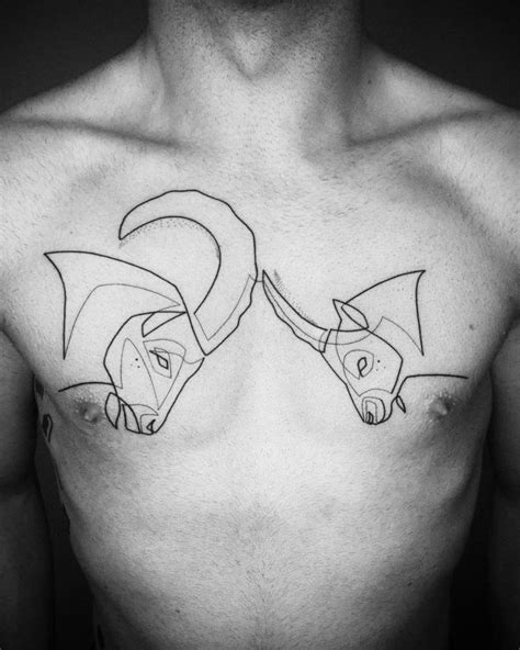 Sheep And Goat Battle Royale Tattoo Located On The