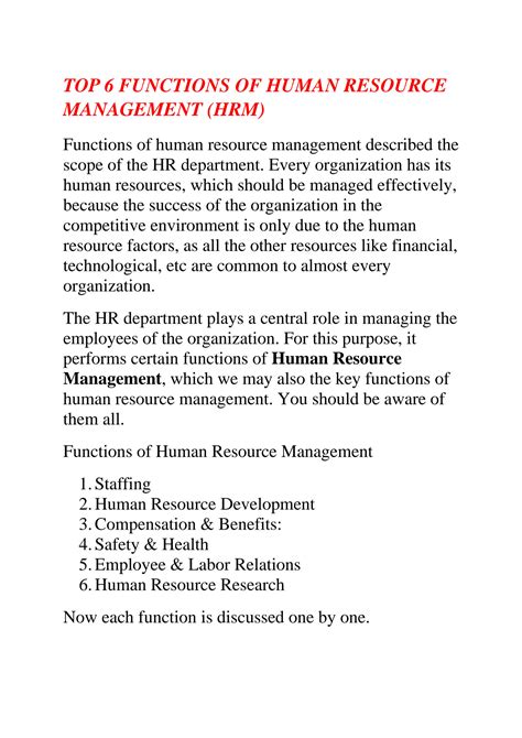 Solution Top 6 Functions Of Human Resource Management Studypool Solution Top 6 Functions Of Human Resource Management Studypool
