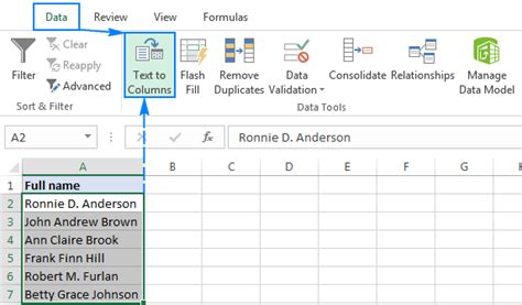 Split Names In Excel Separate First And Last Name Into Different Columns