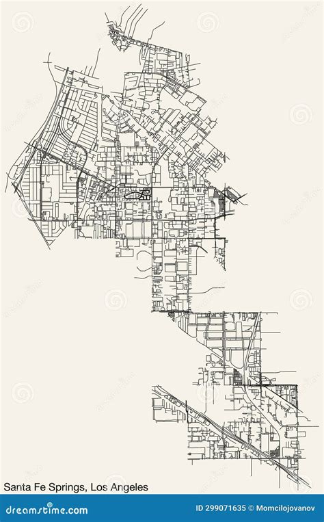 Street Roads Map Of The City Of Santa Fe Springs Los Angeles City
