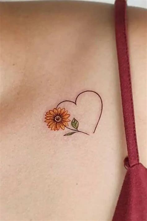 Sunflower Heart Tattoo Designs